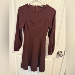 Express Long Sleeve Dress in Maroon